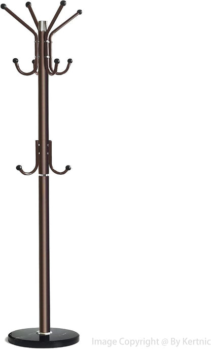 Kertnic Modern Coat Rack Freestanding with Natural Marble Base & Sturdy Metal Frame, 11 Hooks Hall Tree for Jackets, Hats, Bags, Entryway Organizer for Bedroom, Living Room, Closet (11 hooks-Bronze)