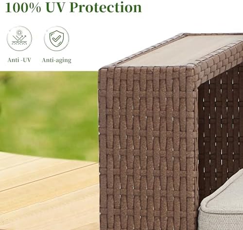 Bonzy Home Wicker Patio Chairs Set of 2, 360° Swivel Rattan Outdoor Accent Chairs with Extra-Thick Soft Cushions and Widened Armrest, Patio Conversation Sets for Porch, Garden Poolside Balcony