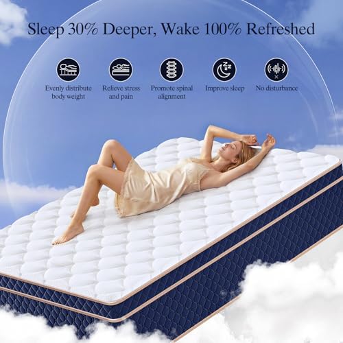 14 Inch King Mattress, Hybrid Mattresses in a Box with Gel Memory Foam, Pressure Relief & Medium Firm for Back & Side Sleepers, CertiPUR-US Certified, Fiberglass-Free, 365-Night Trial