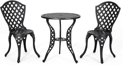 Metal Bistro Set, Bono Outdoor Patio Dining Set Garden Cafe Table and Chair Set for Balcony Porch Backyard Deck Lawn Outdoor Seating