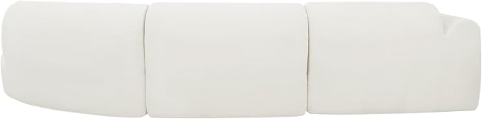 Merax 140" Curved Polyester Sectional Sofa Set, Modern Cloud Couch with Chaise Lounge & 3 Pillows, Fully Assembled for Living Room, Beige