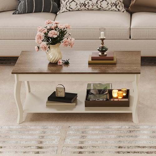 ChooChoo Coffee Table with Curved Legs and Storage Shelf