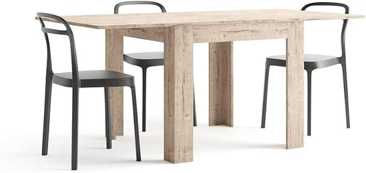 Mobili Fiver, Square extendable Dining Table, Eldorado, 35.4(70.9) x35.4 in, Oak, for 4-8 People, Expandable Dining Table for Kitchen, Italian Furniture