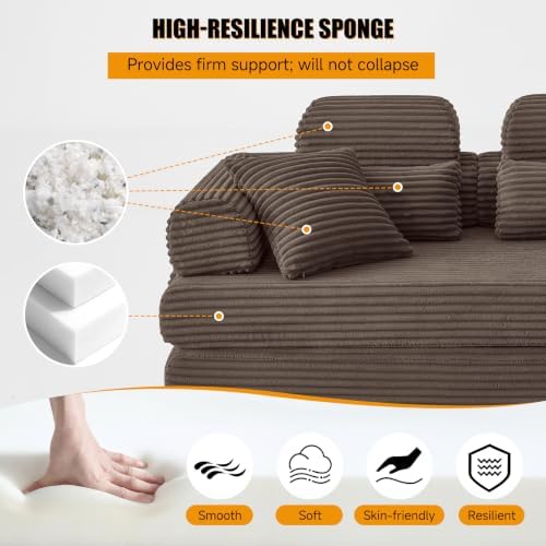 79" Boneless Couch for Living Room, High Back Futon Sofa Bed Set
