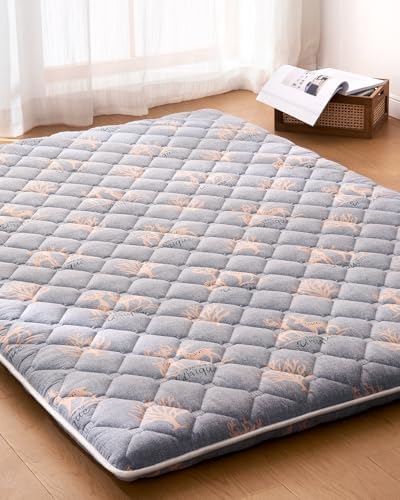 6th Generation Japanese Floor Futon Mattress - Extra-Thick 9-Layer Modern Futon with 100% High-Density Foam, Portable Floor Mattress Sleeping Pad for Adults, Guest Room, Dormitory, Full XL (54"X80")