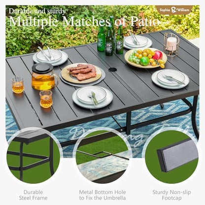 Sophia & William Patio Dining Set, Steel, Swivel Chairs, E-Coated