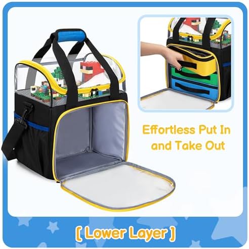 Rexmica 4 Packs Toy Storage Organizer Pouch Bag Compatible with Lego Brick