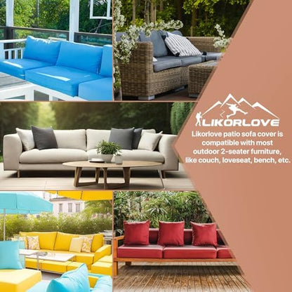Outdoor Couch Cover Waterproof, 78" Wx 33" Dx 32" H Patio Furniture Covers Waterproof, Windproof 2-Seater Sofa Cover Heavy Duty with Air Vent and Handles for Lawn, Backyard Deck, Black