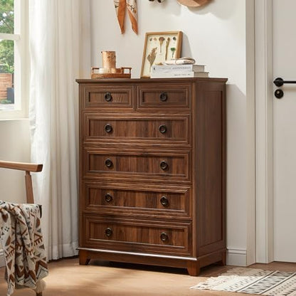 Joaxswe Farmhouse 6 Drawer Dresser for Bedroom, 41" Tall Chest of Drawers