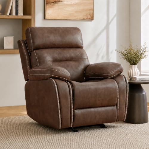 KISLOT Faux Leather Recliner Chair, Manual Ergonomic Rocker, Brown