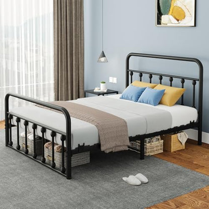 Full Size Bed Frame with Headboard, Metal Platform Bed Frame Full Size with Storage/No Box Spring Needed/Classic Headboard and Footboar (Full, Classic 01)