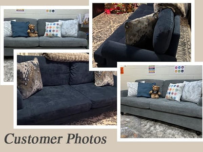 81” Sofa Couch with Storage, Mid Century Modern Decor Loveseat Couches for Living Room, Button Tufted Upholstered Small Couch for Bedroom, Apartment (Gray)