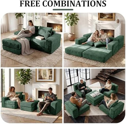 Boneless Couch Comfy Cloud Modular Sectional Sofa with Non Slip Base, Modern L-Shaped Couch with Chaise, Sleeper Sofa for Living Spaces, No Assembly & Deep Seat