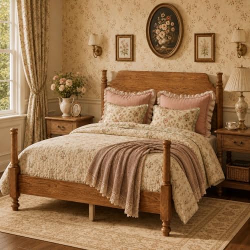 Merax Vintage Wood Spindle Post Bed with Headboard