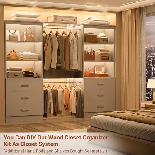 Aheaplus 23.6" Closet Drawers System, Closet System with 3 Drawers, Grey
