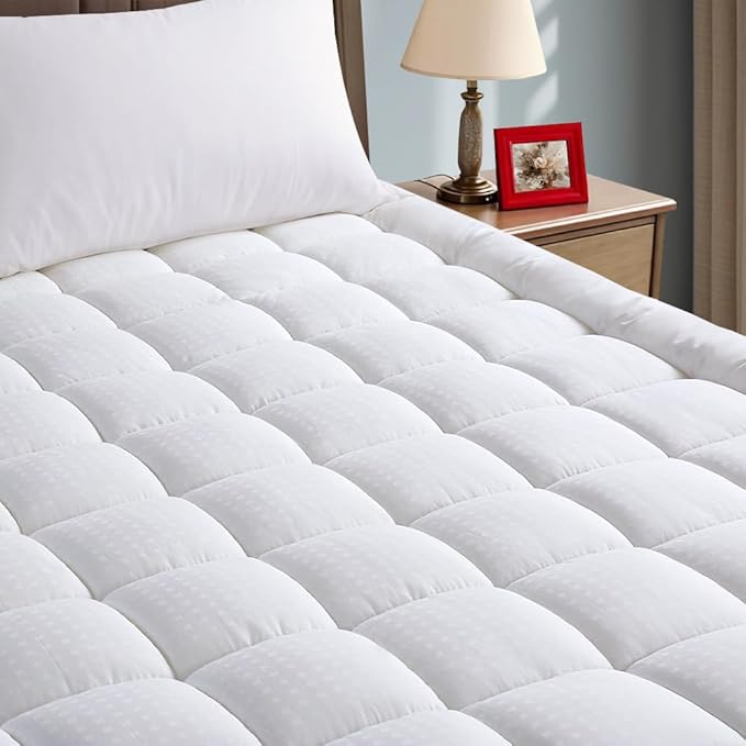 EASELAND Mattress Pad Full Size Pillow Top Mattress Cover Quilted Fitted Mattress Protector Cotton 8-21" Deep Pocket Mattress Topper (54x75 Inches)