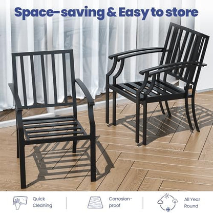 8 PCS Outdoor Patio Dining Set with 13.6ft Double-Sided Patio Umbrella,Patio Table and Chairs Metal Outdoor Patio Furniture Set,Dining Table Set with 6 Chairs,Navy Blue