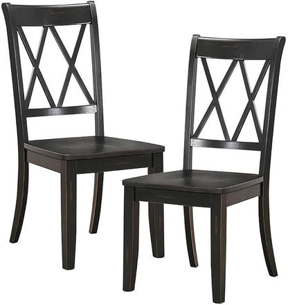 Lexicon Janina Dining Room Chairs Set of 2, Modern Farmhouse Dining Chairs Set of 2, Solid Wood, X Cross Back, for Traditional Modern Ranch Style Kitchen, Armless, Easy Assembly, Black