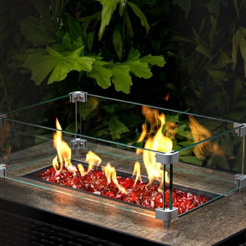 GASPRO 20 lbs Red Fire Glass for Fire Pit, 1/2-Inch Reflective Glass Rocks for Propane or Gas Fireplace, Add Ambience to Gatherings and Parties for Outdoors and Indoors