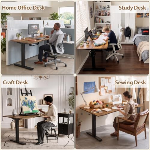 TIQLAB 55x30 Extra Deep Standing Desk with Cable Cart, Rustic Brown