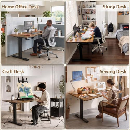 TIQLAB 55x30 Extra Deep Standing Desk with Cable Cart, Rustic Brown