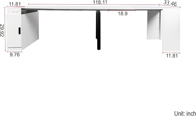 24"-118" Extendable Dining Table with Storage for 2-12 People, Modern Space-Saving Extra Long Wood Folding Table with USB & AC Outlets, Multifunctional Conference Meeting Table, White Marble