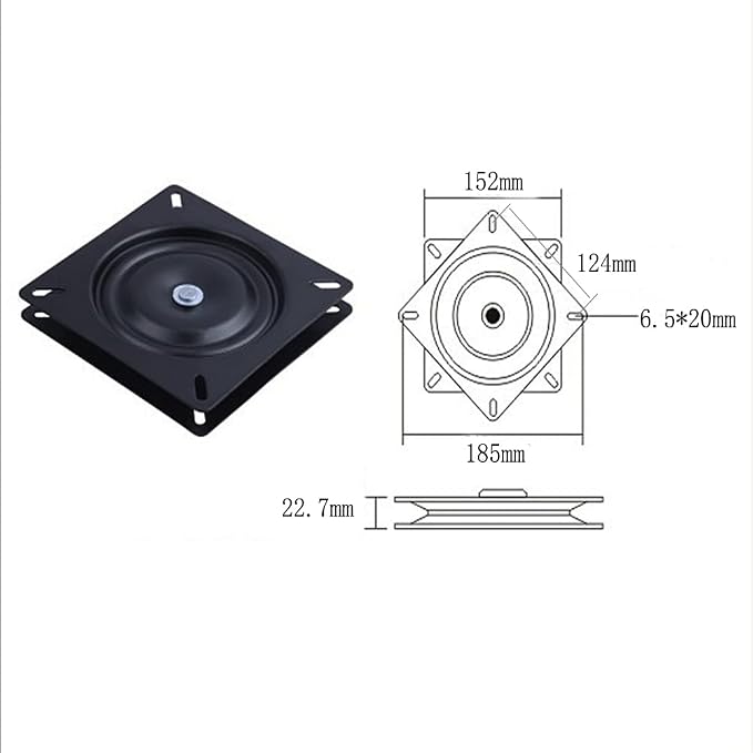 6 Inch Swivel Plate - Heavy Duty Turntable Bearing With 360 Rotating Base for Bar Stool, Chair, TV Table, Boat Seat - Square Steel Ball Bearing