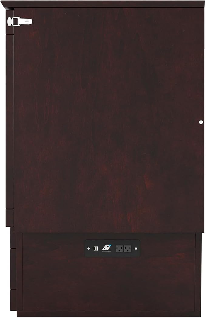 AFI, Nantucket Full Size Murphy Bed Chest with Mattress, Built-in Charging Station and Storage Drawer, Full, Espresso