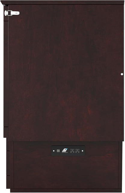 AFI, Nantucket Full Size Murphy Bed Chest with Mattress, Built-in Charging Station and Storage Drawer, Full, Espresso