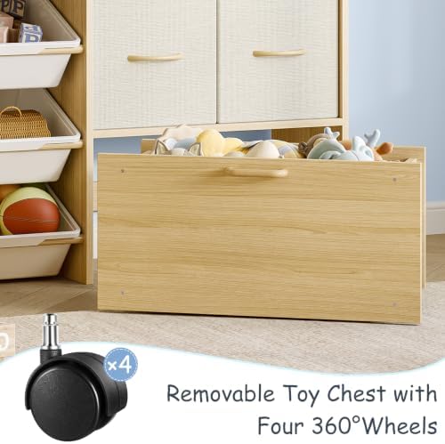 Kids Toy Storage Organizer, Scalloped Shelf, 9 Bins, Toy Chest