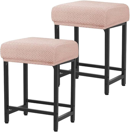 Levoberg Bar Stool Cover Rectangle Stretch Counter Height Barstool Slipcovers Rectangular Vanity Stool Cover Kitchen Counter Saddle Seat Cover for Wooden Metal Bench Set of 2 Khaki