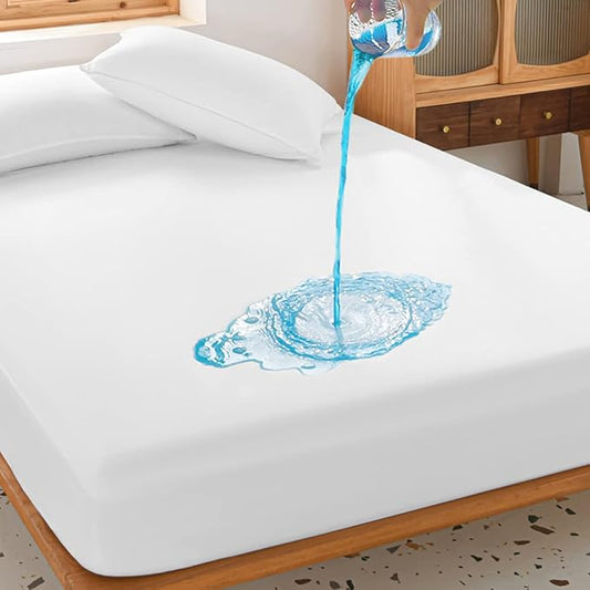 Queen Waterproof Mattress Protector Deep Pocket Mattress Cover, Soft Breathable Mattress Pad, Fitted Noiseless Waterproof Bed Cover Stretch to 25"