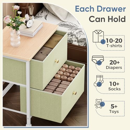 DUMOS Nightstand Set of 2, Bedroom Bedside Table with Storage