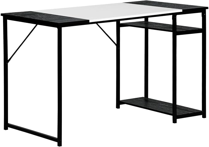 FurnitureR Computer Desk with Shelves for Small Spaces Simple Home Office Desk Study Writing Office Table Laptop PC Writing Desks (White, 55.1 Inch)