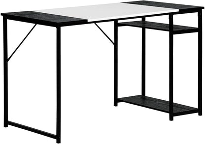 FurnitureR Computer Desk with Shelves for Small Spaces Simple Home Office Desk Study Writing Office Table Laptop PC Writing Desks (White, 55.1 Inch)