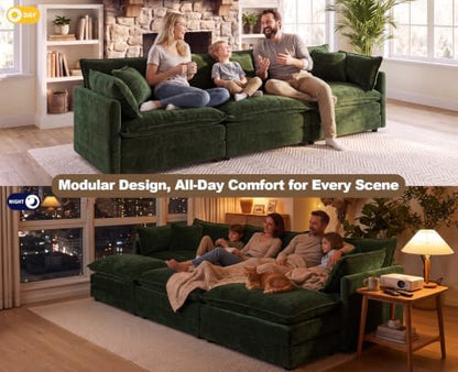35" Green Ottoman for Modular Sectional Sofa Cloud Couch