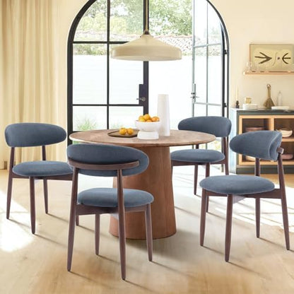 MALOL Dining Chairs Set of 6, Upholstered Wooden Kitchen Chairs, Blue