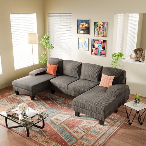 YESHOMY U-Shaped Cloud Sectional Sofa, Deep Seat Modern Couch with Chaise