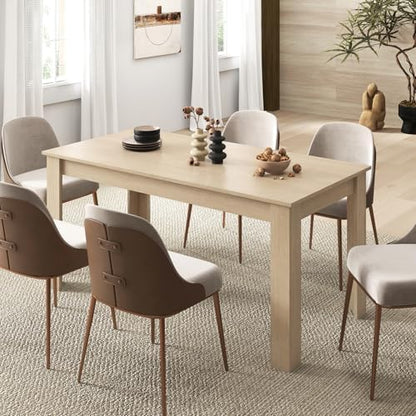GIANTEX Dining Table for 4-6, 63" Large Rectangular Kitchen Table, Natural