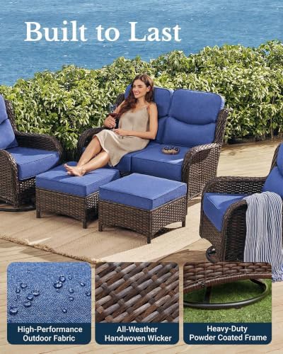 HILLGA Oversized Loveseat, Outdoor Sofa with High Back and 6-Inch Cushions