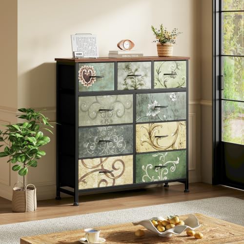 DUMOS Dresser for Bedroom, Storage Organizer Chest of 9 Drawers