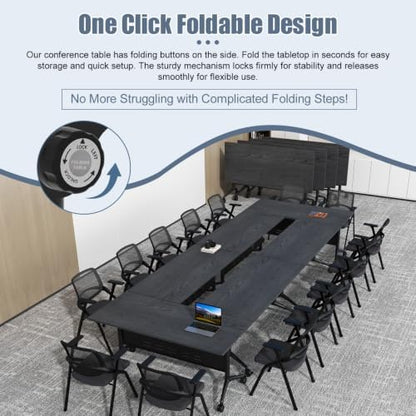 Folding Conference Room Tables with Wheels, Black 6Pack Training Tables