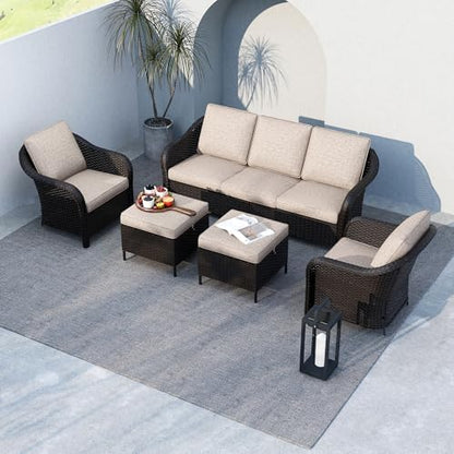 5 Piece Patio Furniture Set, Wicker Outdoor Conversation Set
