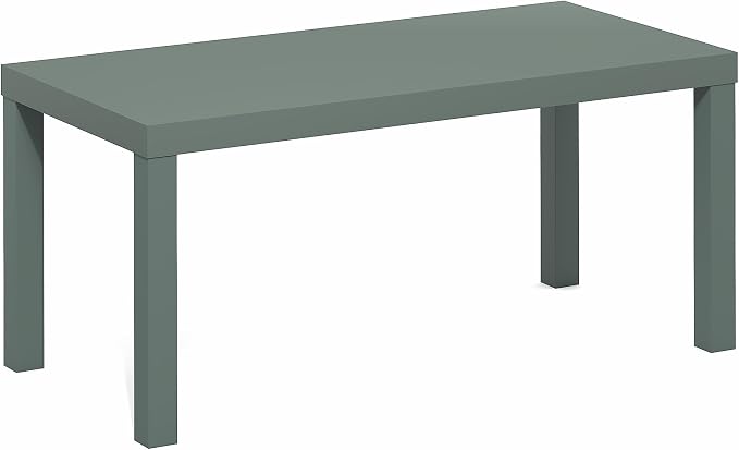 Furinno Classic Coffee Table, Modern Rectangle Printer Stand, Sage Green | 1.8" Triple Thick Tabletop, Toolless Assembly, Side Table, for Living Room, Home Office