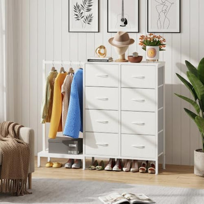 Dresser with Hanging Rack with 8 Drawers, 50''W Closet