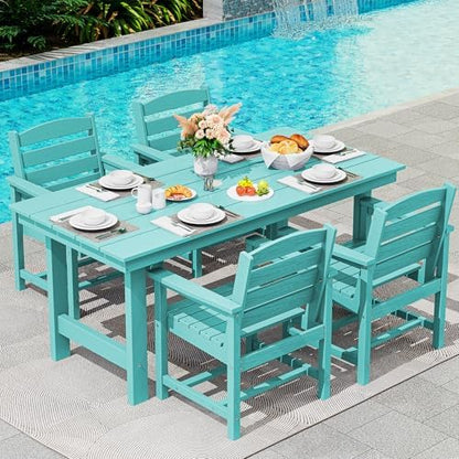 SERWALL 5 Pcs HDPE Patio Dining Set, Outdoor Dining Set for 4, Aruba