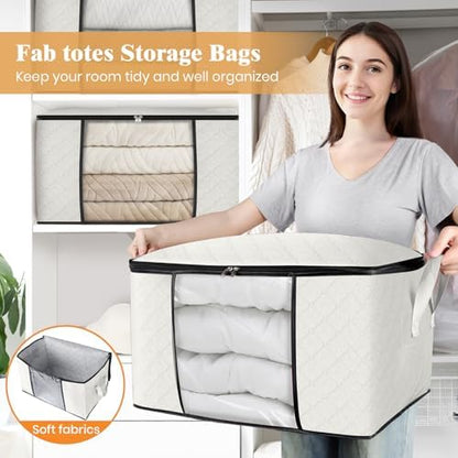 6 Pack Storage Bags for Clothes Blanket Storage Bins with Lids