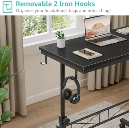 WINAZ Small Portable Rolling Standing Desk - 32 Inch Adjustable Height Mobile Teacher Podium on Wheels for Classroom, Stand Up Desks for Treadmill Walking Pad, Couch Sofa Side Laptop Table, Black