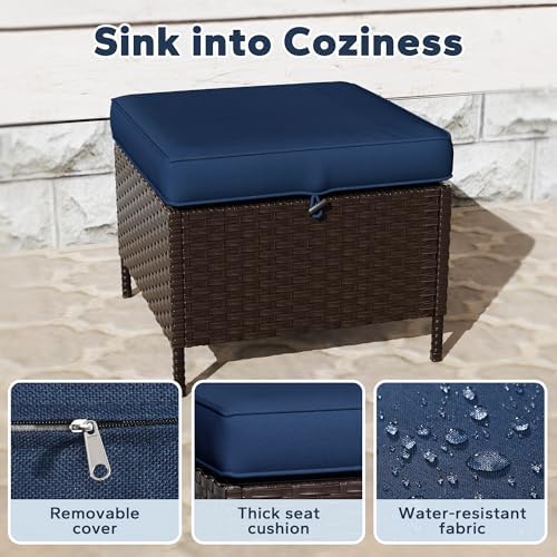 6 Piece Patio Furniture Set, Wicker Outdoor Conversation Set