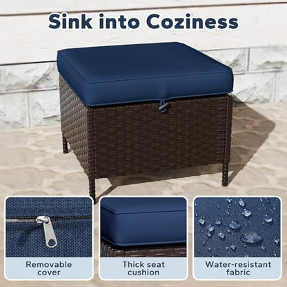 6 Piece Patio Furniture Set, Wicker Outdoor Conversation Set